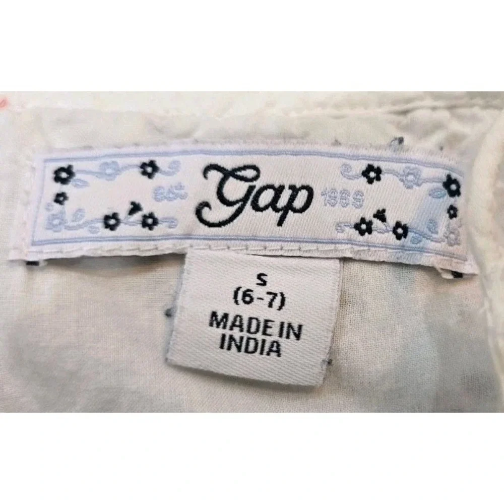 Gap‎ Kids Girls White Eyelet Dress SZ S 6-7 Smocked Back Cotton Lined Sundress
